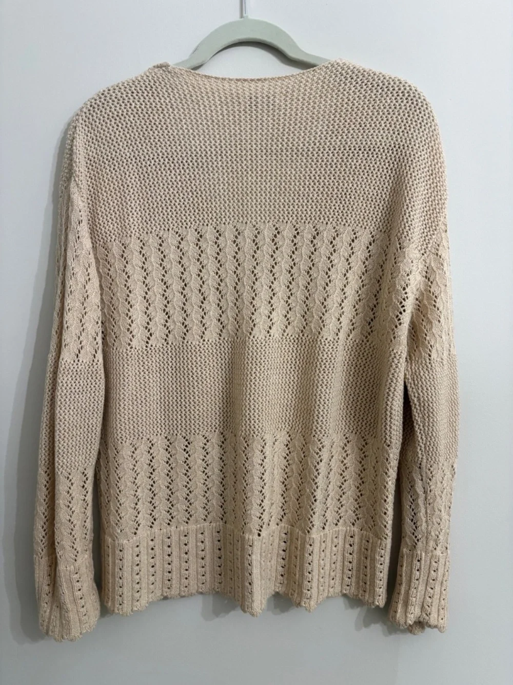 Johnny Was Openwork Pullover Natural Crochet Sweater Size M